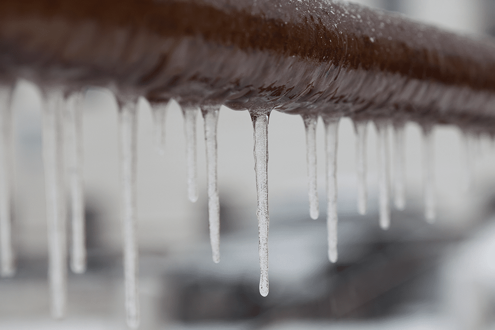Frozen Pipes with Icicles