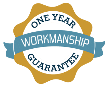 A badge that says one-year workmanship guarantee.